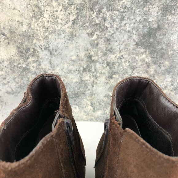 Strictly Comfort Women's Size 8M Brown Suede Side Zip High Heel Ankle Booties - Picture 4 of 14